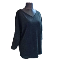 Wieczorowa tunika błyszcząca brokatem czarna - luźny fason